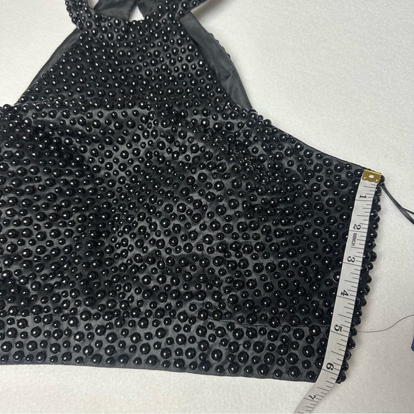 NWT Black Full Length Satin Beaded Two-Piece Formal Gown - Picture 14 of 16